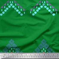 Soimoi Green Georgette viskoza tkanine Aztec Geometrijska tiskana tkanina od dvorišta široko