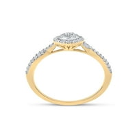 10KT Žuto zlato Žene okrugli dijamant ovalni klaster prsten CTTW