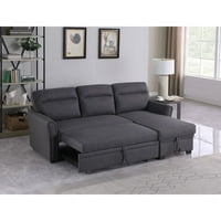 Pemberly redar moderan sekcijski kauč na kauču na kauču izvlače spavanje u sivu