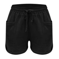 Vivianyo HD Hotsa hlače za žene čišćenje Žene Ljeto nacrtavanje elastičnih struka Ležerne prilike čvrste kratke hlače bljeskalice crne boje