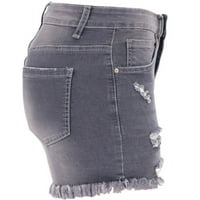 Jsaierl jean kratke hlače Žene visokog rastezanja ravne noge traper kratke hlače ražnjivače Bermuda