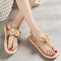 Dpityserensio žene Ljetne ravne sandale konoplje konopne otvorene cipele cipele tkane sandale Thong sandale bež 6