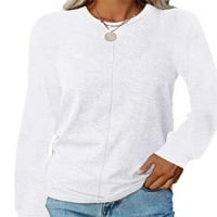 PLNOTME ženski klasični okrugli vrat dugih rukava Top jednostavnog osnovnog pulover