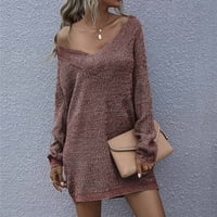 Borniu džemperi za žene Žene dugih rukava pune boje pletene slobodne VACT džemper