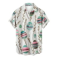 Havajska majica za muškarce, 3D tiskane košulje za muškarce, ležerne tipke Uskršnji tisak sa džepnim pauzicom s kratkim rukavima bluza s majicama majica za odmor na plaži Party Shirts