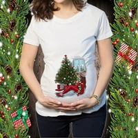 Giligiliso Clearence Materiny Poliesterska odjeća za ženske božićne majice Snowman Print Odjeća s kratkim