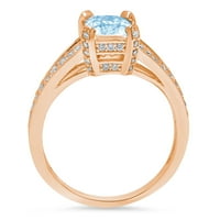 2.45ct smaragdni rez plavi simulirani dijamant 14k ružičasti ružičasti zlato ugraviranje izjava svadbeni