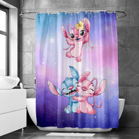Slatka lilo & Stitch tuš sa zavjesom za zavjese postavljena vodootporna ekrana za kupanje sa kukama-E,