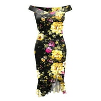 Wendunide haljine za žene Ženska modna cvjetna sitnica Obična hladno ramena haljina s prorezom