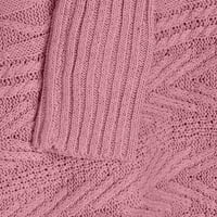 Holloyiver ženske pletene usjeve ženske ležerne pune dugih rukava debeli pleteni pulover Crewneck džemper