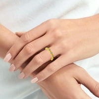 Shineadime 0. Turkizni karatni okrugli rez u 10k žuto zlatni večni prstenovi za žene nakit, bend veličine-13