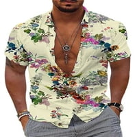 Sanviglor Muška bluza rever vrat Ljetne košulje kratki rukav na vrhu majice plaža Tee Green 3xl