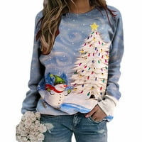Popust Ženska modna dukserica Raglan božićna stabla Grafički ispis Duks s dugim rukavima Duks sa šljokicama Kapuljač bez kapuljača svjetlo plavi xl