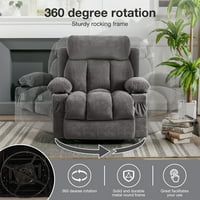 Recliner stolica s funkcijom toplote i masaže, okretni kauč na kauč sa držačima USB-a sa držačima za usb, masažnu stolicu za odrasle, teška kauč za slobodno vrijeme za dnevni boravak, siva