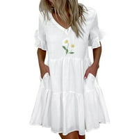 FINELYLOVE casual haljina Cami haljina za žene A-line kratkih rukava bez rukava bijeli s