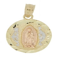14K trokolor zlato, male veličine Djevica Mary privjesak vjerski šarm okrugla medalja