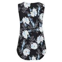 Ženski topleski tenkovi Ljeto bez rukava V izrez Sat FOAT Pleated Tunic majice Cvjetni print casual Bluze bluze