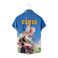 Classic Dumbo Circrus Slephant Teme Majice kratkih rukava za muškarce, dečiji odrasli dumbo uzorak prednjim tasterima prsa u džepni džep casual top ljetno plaže Havajski majice