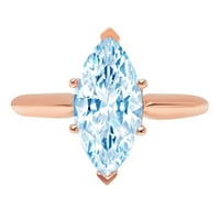 2.5ct markise rezan plavi simulirani dijamant 14k ružičasto zlato Angažovane prstene veličine 4