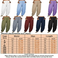 Haite Plus size Ženske ležerne pantalone sa džepovima dno rade pamučne posteljine široke noge hlače od pune boje veličine S-5XL