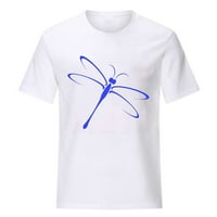 Scyoekwg majice za žene kratki rukav vrhovi klirence Dragonfly Ispiši trendi opuštena fit majica Ležerna
