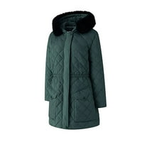 Fitoronska zimska jakna za žene tople parka quild jakne podstavljena jakna vintage fau krzno prekrivač zelena 2xl
