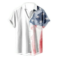 Luiyenes Patriotske majice za muškarce zastava tiskani puni gumb za rezanje dolje majice