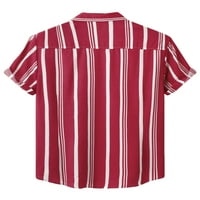 Groanlook muškarci vrhovi majica kratkih rukava Striped majica MENS casual bluza Hawaiian gumb niz ljetne majice vino crveno m