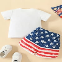 Qinghua Baby Boy 4. jula Outfit American Flag Pismo kratkih rukava Majica kratke hlače Nezavisnosti