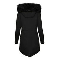 Kali_store Womens Fall kaput Žene pune zip dukseve Zimske jakne s dugih rukava Sherpa Fall Outfits Black, S