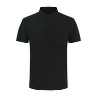Odeerbi pamučne majice za muškarce na majici Modni casual džep kratkih rukava gornja bluza crna
