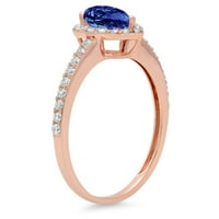 1. CT sjajan krug Clear Clear Simulirani dijamant 18k 18K Rose Gold Halo Solitaire sa Accentima prsten