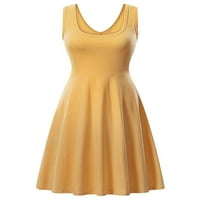 Paille žene midi haljine haljina bez rukava, puna boja ljetna plaža sandress boemian party žuti xl