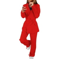 Vučena ženska poslovna casual blazer otvorena prednja kantalna kancelarijska jakna s dugim rukavima