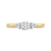 14KT Žuto zlato Žene Okrugli dijamantski klaster modni prsten CTTW