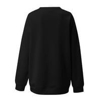 Vrhovi za žene s kapuljačom s dugim rukavima Crewneck casual labav pulover modna zimska modna crna S-6XL