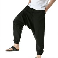 Harem pantalone za muškarce Ležerne prilike ljeto Loosed Crckstring Srednji struk joga harem hlače sa džepovima crna