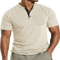 Glonme Muške ljetne vrhove V rect T košulje od pune boje polo majica Muški atletski pulover klasični fit kratki rukav Tee kaki l