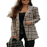 REJLUN Ženske Blazer dvostruke grudi poslovne jakne dugih rukava Elegantna kardiganska jakna Srednja