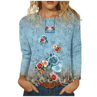 Strungten ženski modni casual dugih rukava Print Okrugli vrat TOP bluza Dressy Bluze za žene