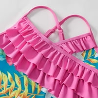Srednja i starija djeca djevojke ruffled rub ljetni plažni kupaći kostimi dječji kupaći kostimi djevojčice kupaće kostim vruće ružičaste 10- godine