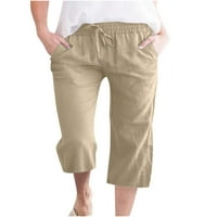 Niveer žene Capri hlače visoki struk pantske pantalone u boji Širokobojne marelice L