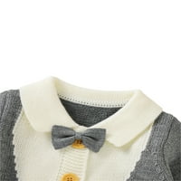 Izhanske novorođene dječje dječje dječake gospodenski džemper s dugim rukavima Pleteni kombinirani kompletni jesen zimska odjeća siva 12 mjeseci