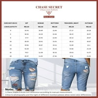 Chase Secret ženske visokog struka rastegnutih traperica kratke hlače grafički ispis potamljeni traper