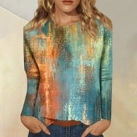 Huachen dugih rukava za žene Slatke grafičke grafike Ters Bluzes Jesen Ležerna majica plus veličine Basic Tops Pulover