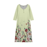 Ljetne haljine za ženske duljine maxi scoop vrat maxi cvjetni sa džepom bijeli 5xl