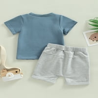 LAMUUSAA TODDLER dječaci ljetne odjeće setovi s kratkim rukavima o vratnim slovom Ispis majica + kratke hlače
