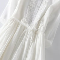 Ljetne haljine za žene Pamuk i posteljina okrugli izrez Dvo sloj bajkovni vezati struk srednje dužine