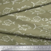 Soimoi Green Poly Georgette tkanina od riblje okeana otisnuta tkaninom širom