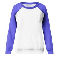 EFSTEB Womens Dukseričenje Dugi rukav Pulover Jesen Zima CrewNeck Raglan rukav s rukavima Patchwork